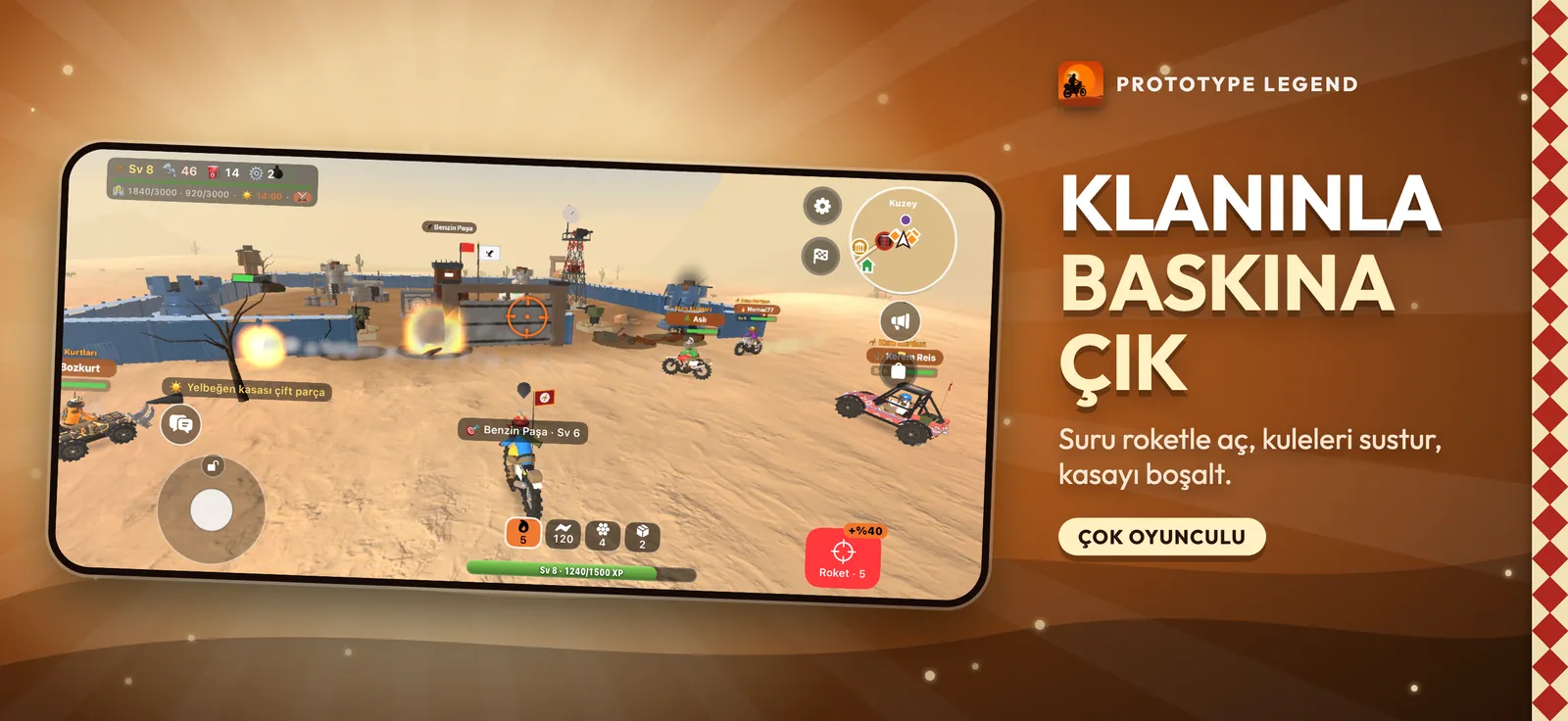 Motorcular roketle bir üssün surunu açıyor
