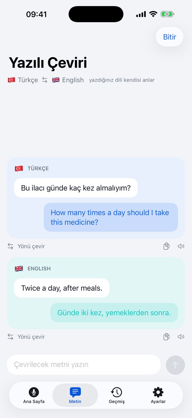 ULAK yazılı çeviri ekranı