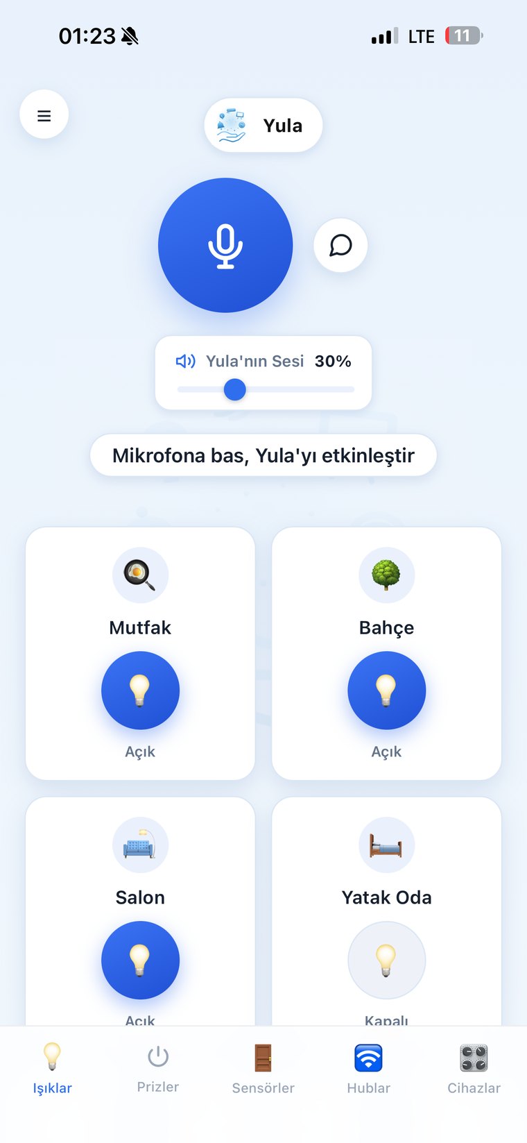 Yula uygulamasının ana ekranı